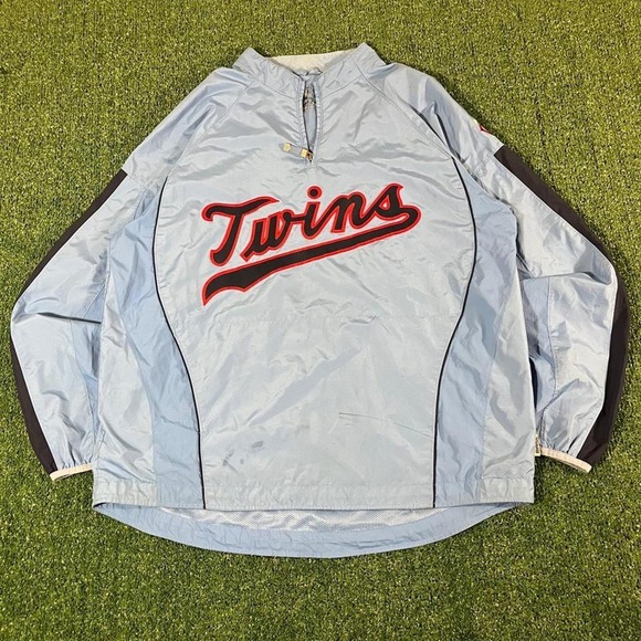 MLB Other - Vintage MLB Minnesota Twins Pullover Windbreaker Jacket Blue Large 0194